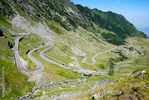 aerial view over transfagarasan Highway in Romania photo