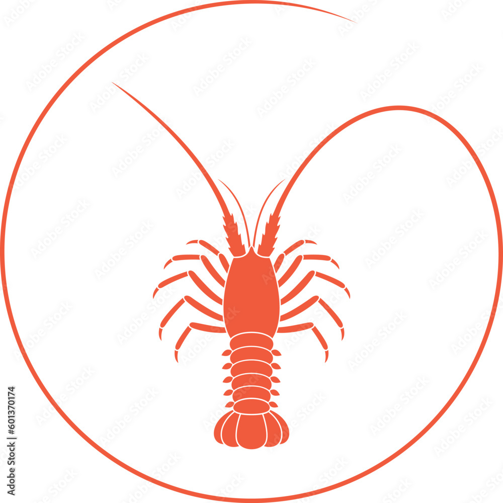 Εκτύπωση καμβά Spiny lobster logo. Isolated spiny lobster on white background