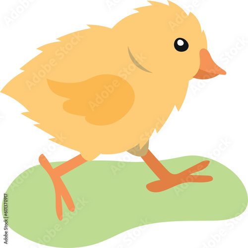 Cute cartoon running chicken. Cute animal vector illustration for kids. Cartoon flat style.