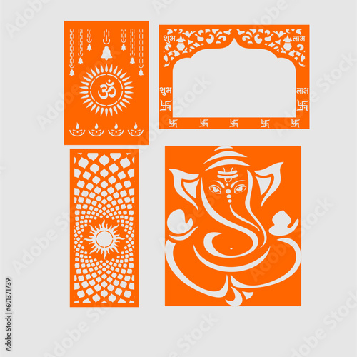 vector om jaali with a square for mandir decoration for cnc cutting
swastika, Ganesh, deep with welcome Kaman frame.