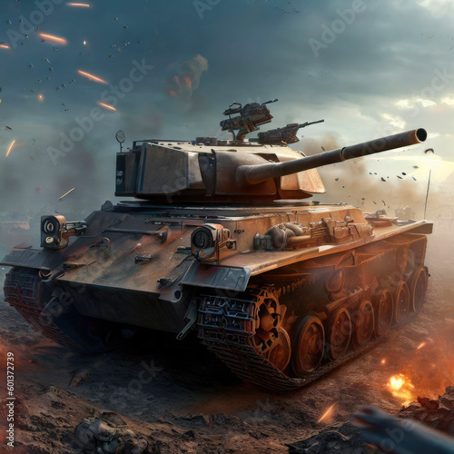 Battle Tank in the war zone