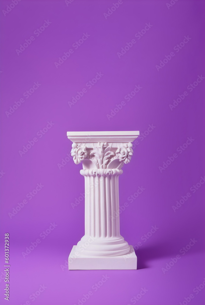 decorative white column plinth with space for item isolated on purple studio background made with generative ai decorative white column plinth with space for item isolated on purple studio background made with generative ai