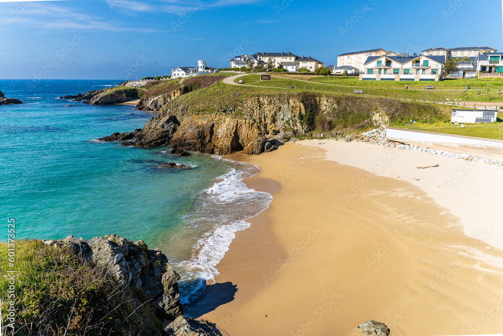 Coast and beaches of the tourist village of Tapia de Casariego, in Asturias, Spain.
