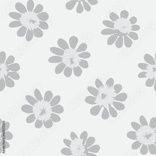 Monochrome Ditsy Floral Seamless Pattern Design