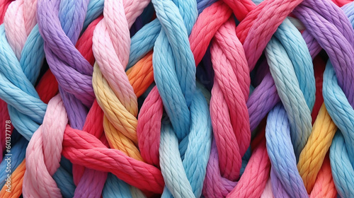 A pattern of colorful ropes