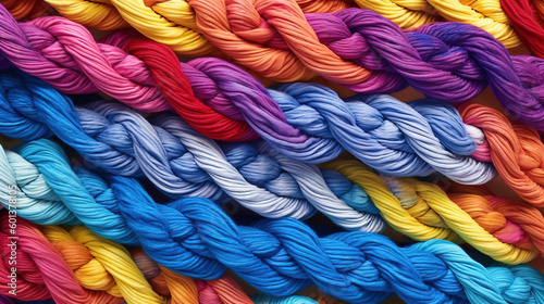 A pattern of colorful ropes