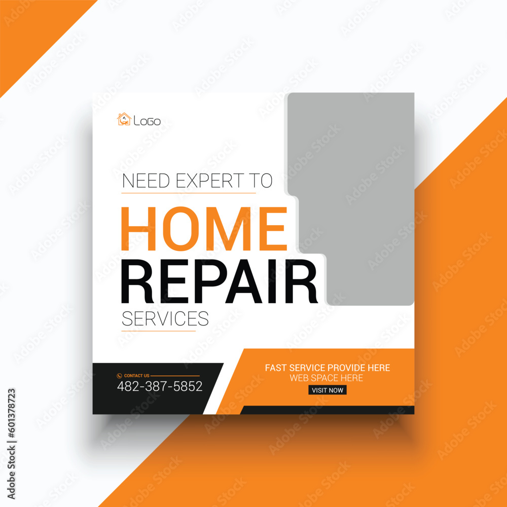 Fototapeta premium Home repair and painting service social media instagram post template