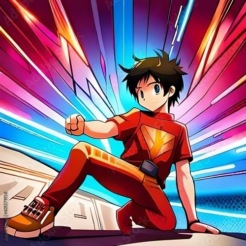 super hero cute kid, manga style (ID: 601379156)