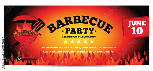 Fire vibrant BBQ Grill Party event invitation 