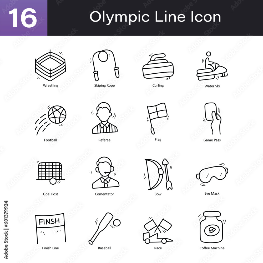 Fototapeta premium Olympic Outline Hand Draw icon Set 06. EPS 10 File