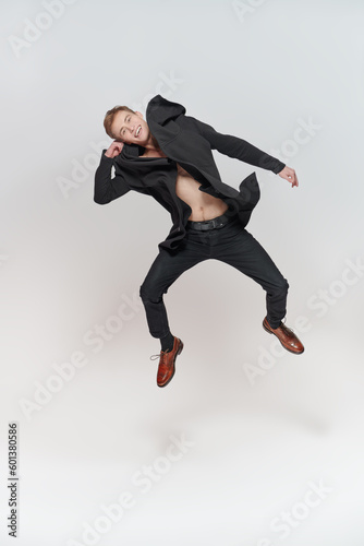 jumping young man