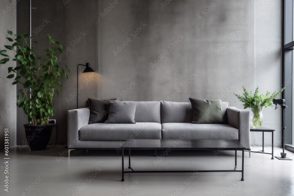 interior background couch trendy three-dimensional green wall carpet room lounge modern lifestyle. Generative AI. interior background couch trendy three-dimensional green wall carpet room lounge modern lifestyle. Generative AI.