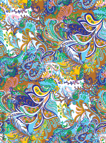 Paisley pattern design, abstract colorful seamless