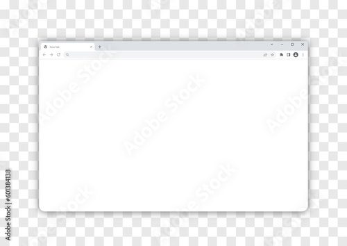 Web browser window template. User interface mockup light design modern. Chrome browser on a transparent background. Vector stock illustration. photo
