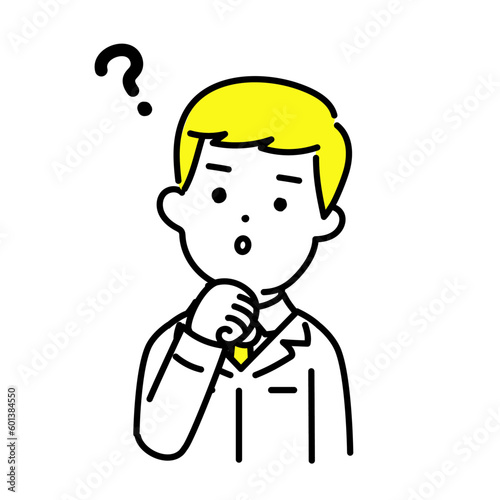 かわいい人物のイラストシリーズ _ 男性のエンジニア _ 疑問　
