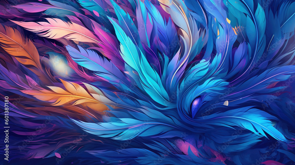 Obraz premium Abstract pattern artwork of feather. Generative AI.