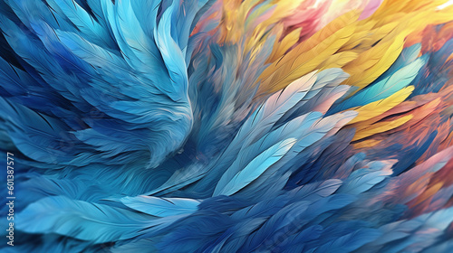Abstract pattern artwork of feather. Generative AI. © Absent Satu