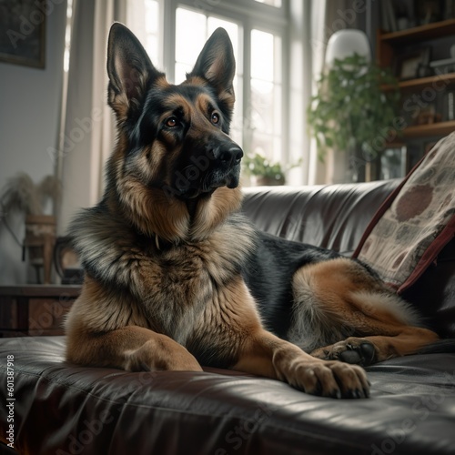 Schäferhund auf Sofa 