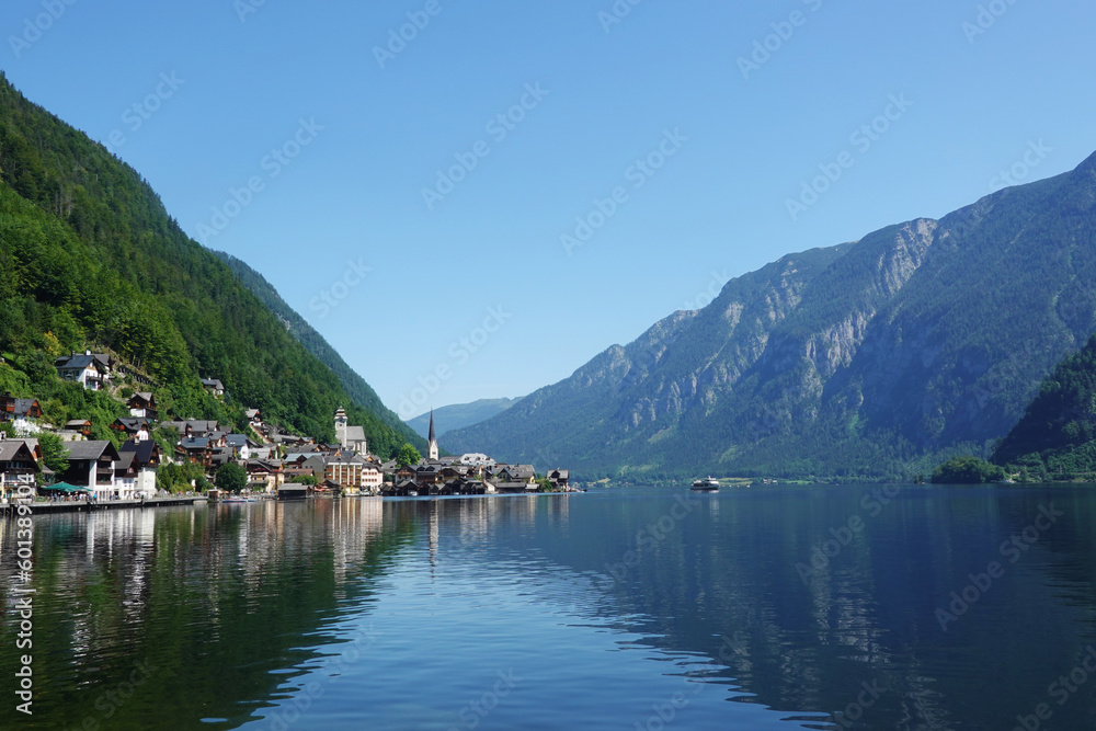The view of Hallstatt lake from Krippenstein mountain, Hallstatt, Austria The view of Hallstatt lake from Krippenstein mountain, Hallstatt, Austria
