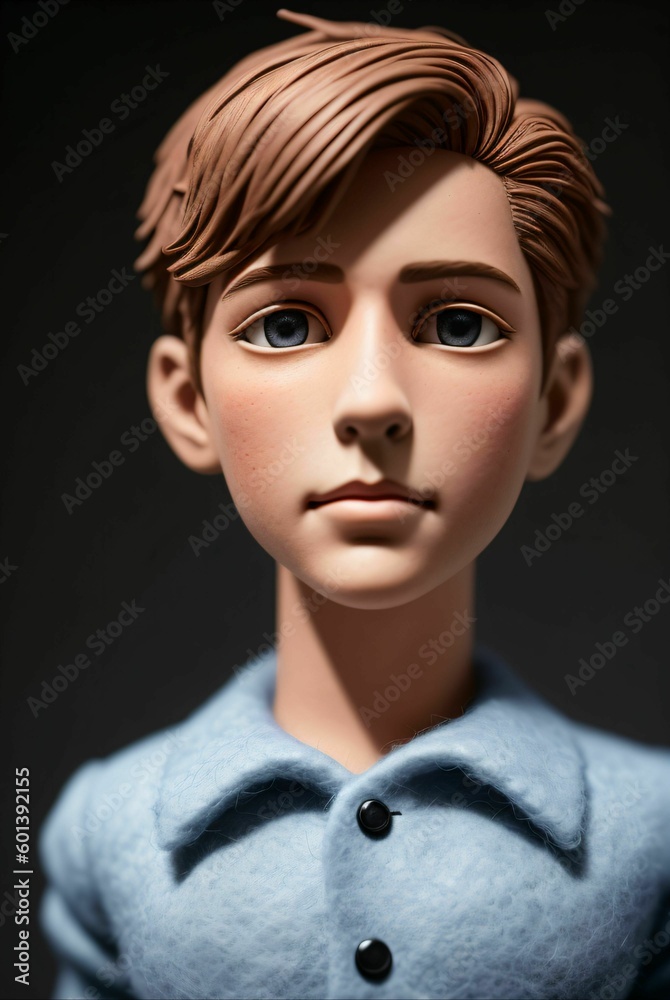 figure of a child modeled in clay and felt