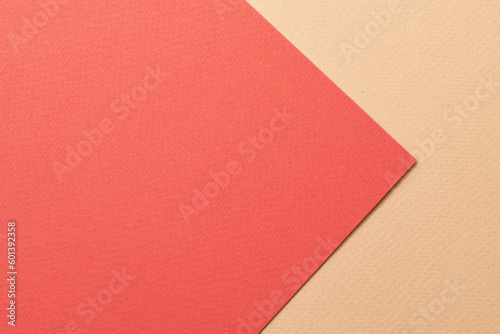 Rough kraft paper background, paper texture red beige colors. Mockup with copy space for text