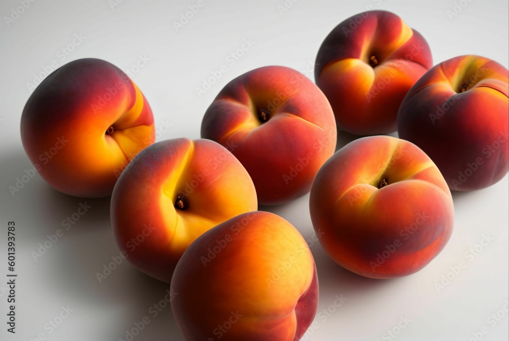 Fresh ripe nectarines under a white surface Fresh ripe nectarines under a white surface