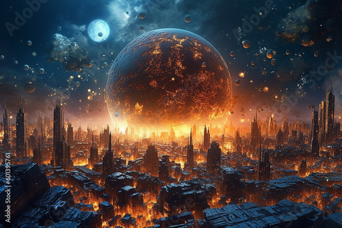 Apocalyptic Encounter: The Reign of the Metallic Sphere, generative AI