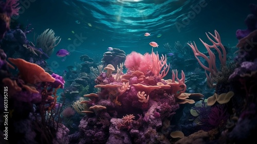 The Magic of underwater   Pink Coral Generative AI.