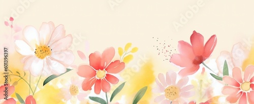 Spring Watercolor Flowers  Textured Design Illustration  Wallpaper and Print Material  Generative AI
