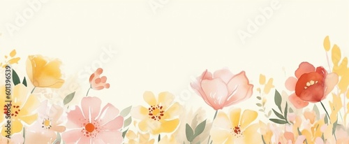 Abstract Floral Background Vector, Spring Watercolor Plant Illustration, Wallpaper Design, Generative AI © Digital Dreamscape