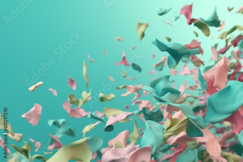 event carnival blue festive background confetti flying celebration colorful party birthday. Generative AI.