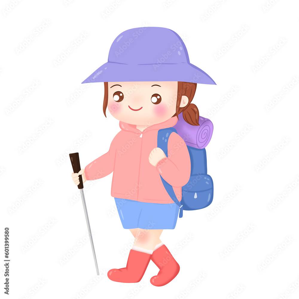 girl on pink and purple dress  hiking 