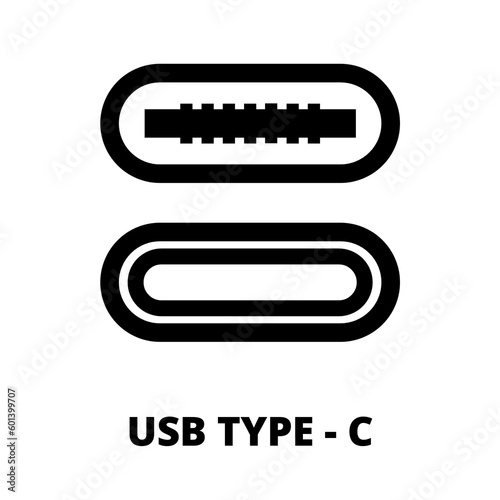 USB Type-c port icon with transparent background.