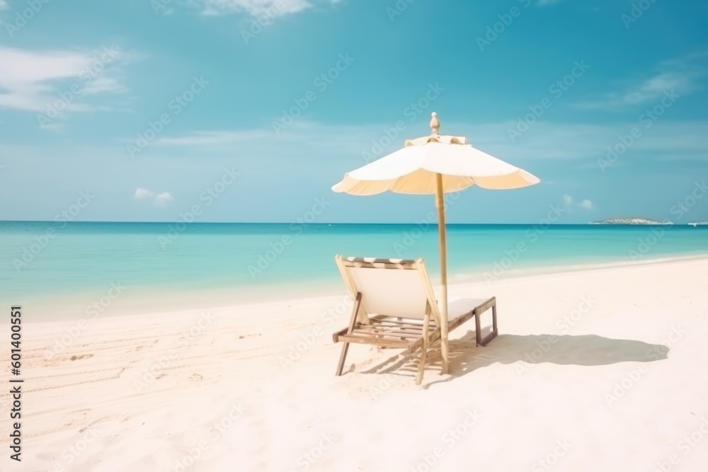beach chairs and umbrella on the beach, ai generative beach chairs and umbrella on the beach, ai generative