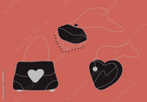 Set of cute womens handbags and clutches vector illustration