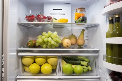 open refrigerator with food ,ai generative