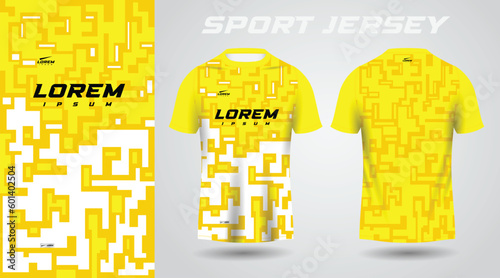 yellow shirt soccer football sport jersey template design mockup