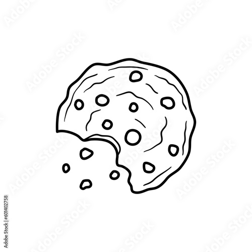 chocolate chips cookie or biscuit with doodle art
