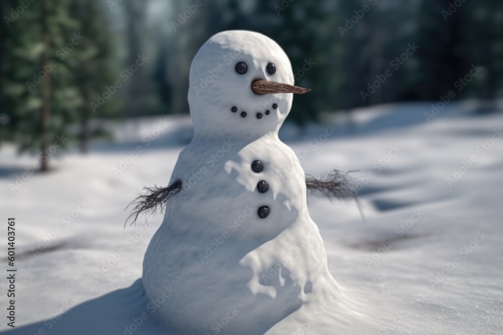 snowman on the snow, ai generative