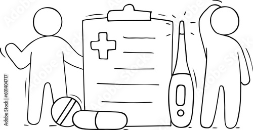 Doctor and nurse with medical report, health record