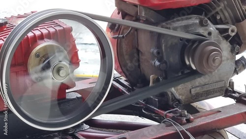 Liquid pressure booster running on technology background