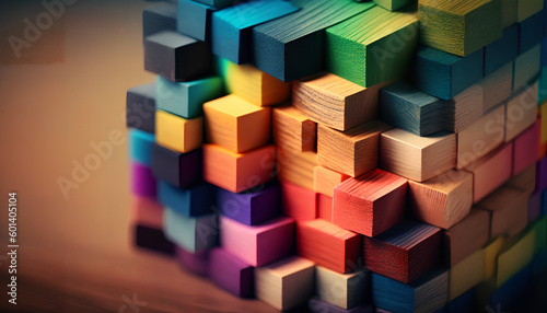 A colorful display of colored blocks 