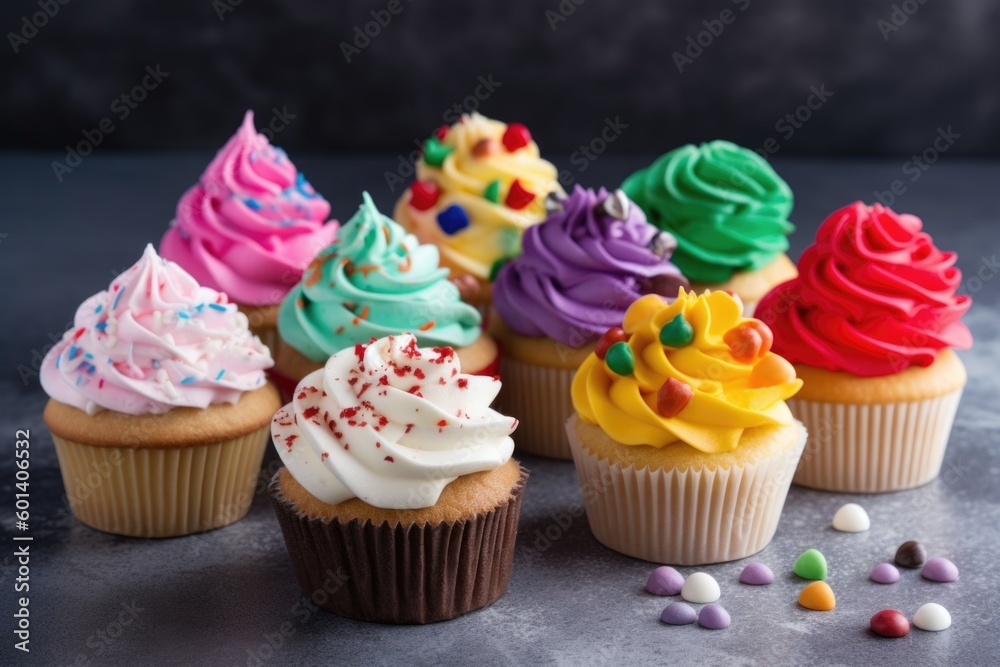 cupcakes with frosting and sprinkles, ai generative