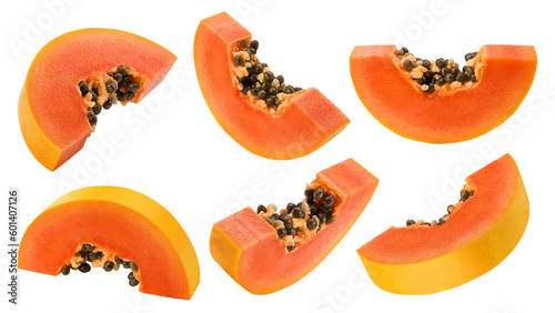 papaya isolated on white background, full depth of field