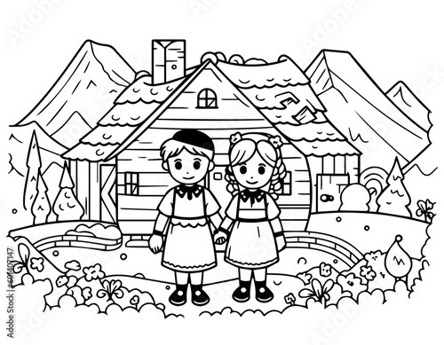 Hansel Gretel coloring page fairytale book