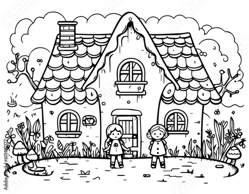 Hansel Gretel coloring page fairytale book