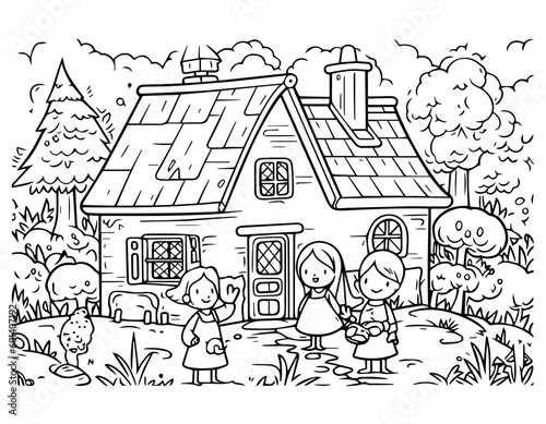 Hansel Gretel coloring page fairytale book