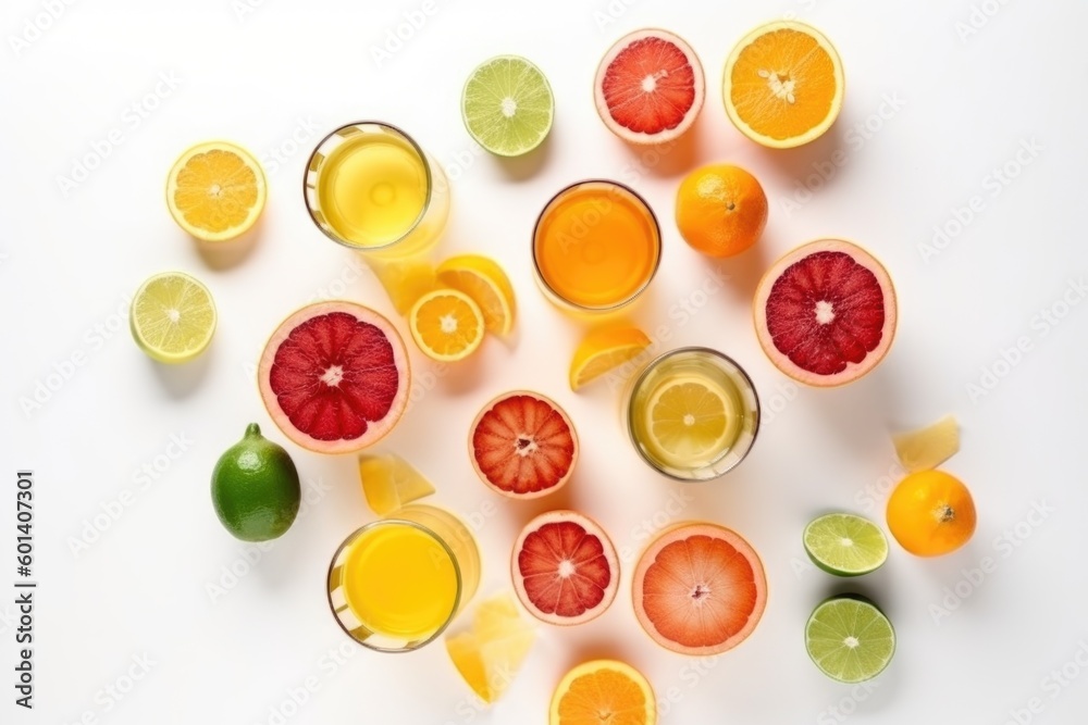 Fresh fruit juice with fruits , ai generative top view , ai generative Fresh fruit juice with fruits , ai generative top view , ai generative