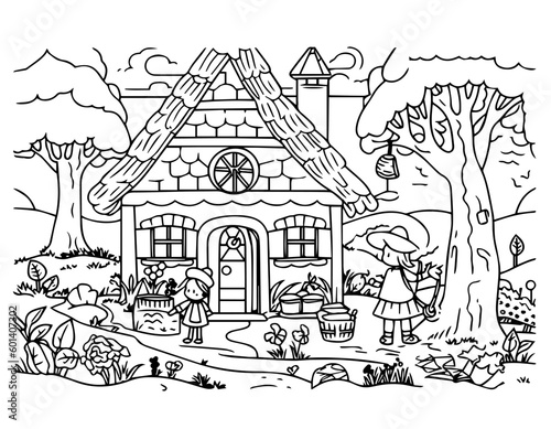 Hansel Gretel coloring page fairytale book
