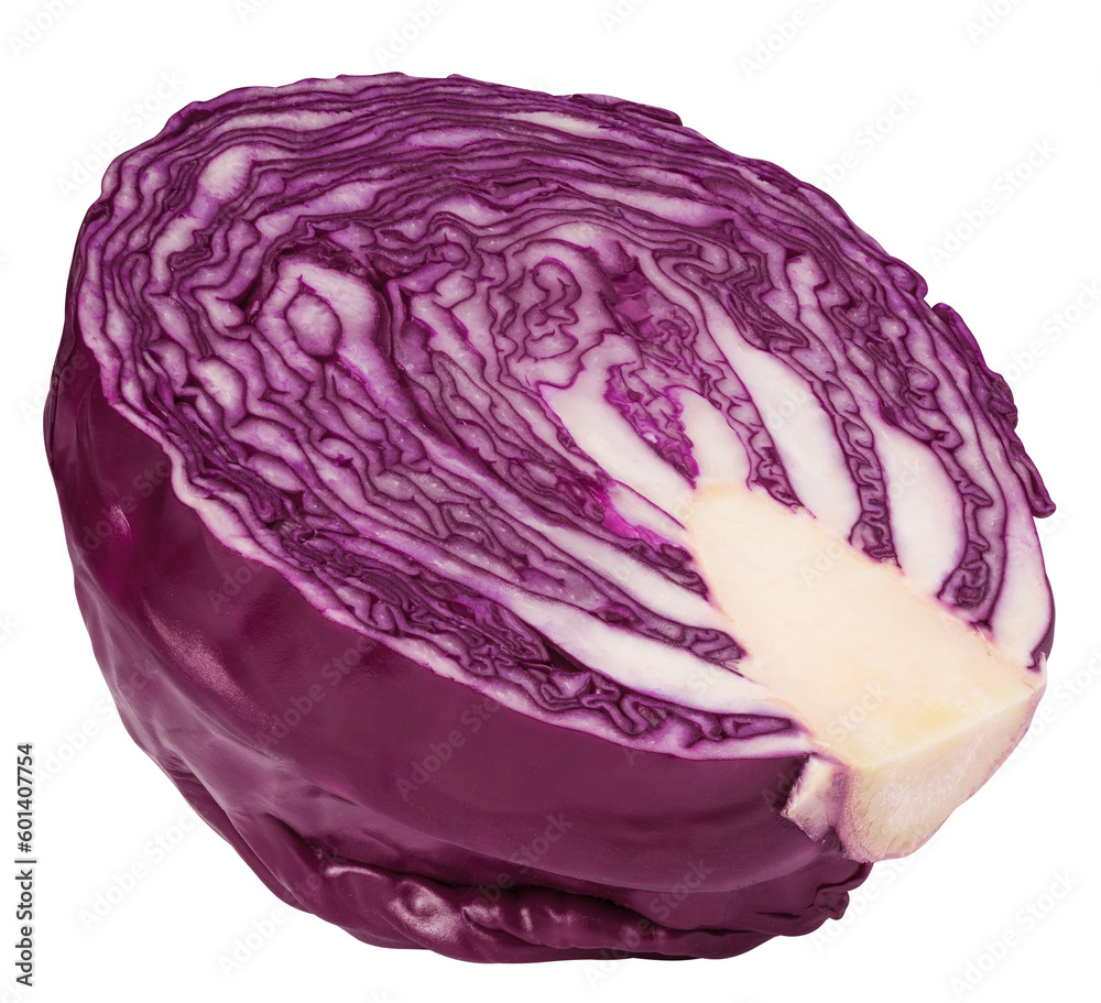 Obraz premium red cabbage, isolated on white background, full depth of field